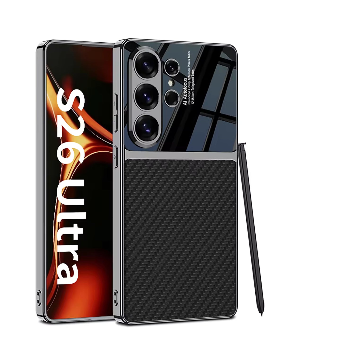 Luxury Leather & Glossy PC Protective Case for S26 Ultra