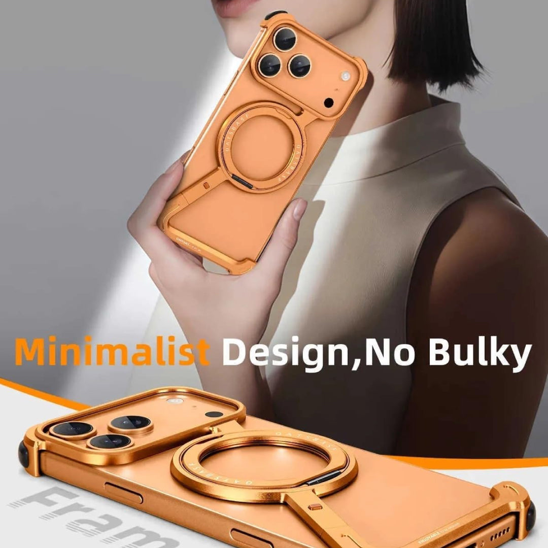 iPhone 17 Pro Max Z Metal MagSafe Case with 360° Ring Holder - Orange