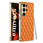 Luxury Quilted Back Cover for Samsung Galaxy S26 Ultra – Electroplated Frame Case