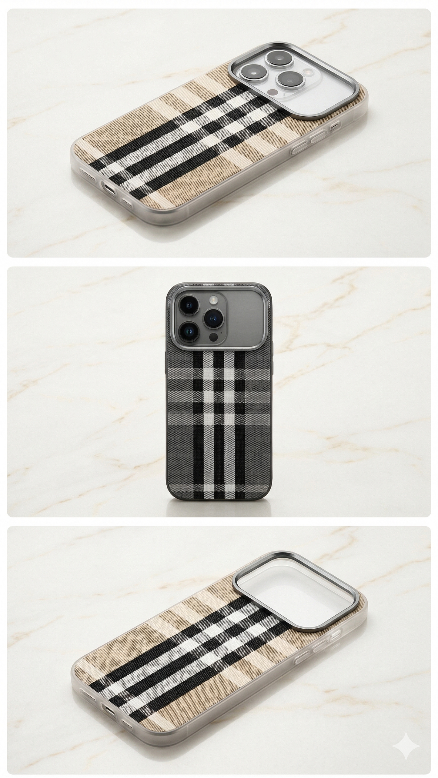 Luxury Plaid Fabric Phone Case | Slim Designer Check Pattern Protective Cover