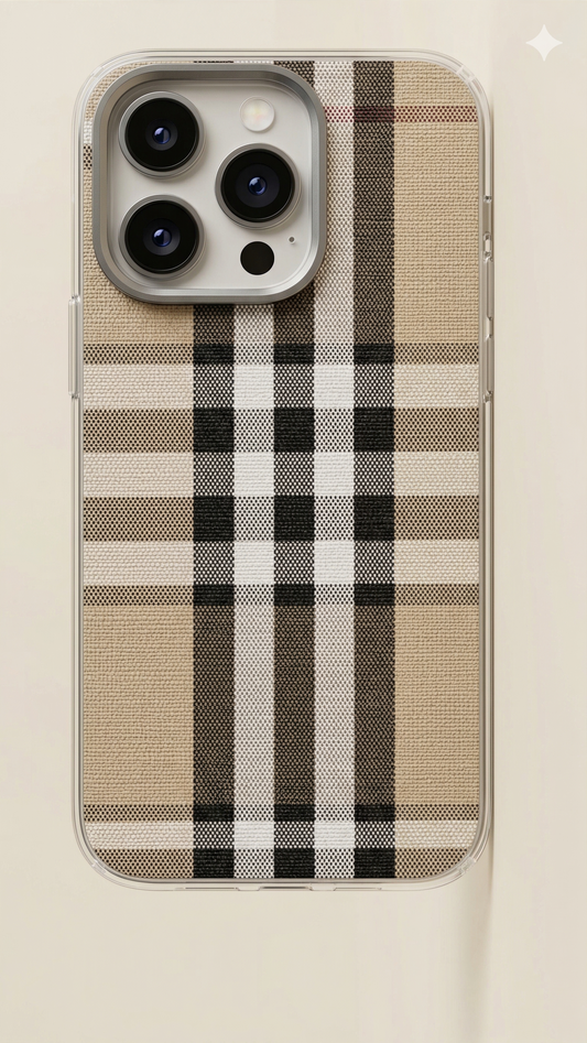 Luxury Plaid Fabric Phone Case | Slim Designer Check Pattern Protective Cover