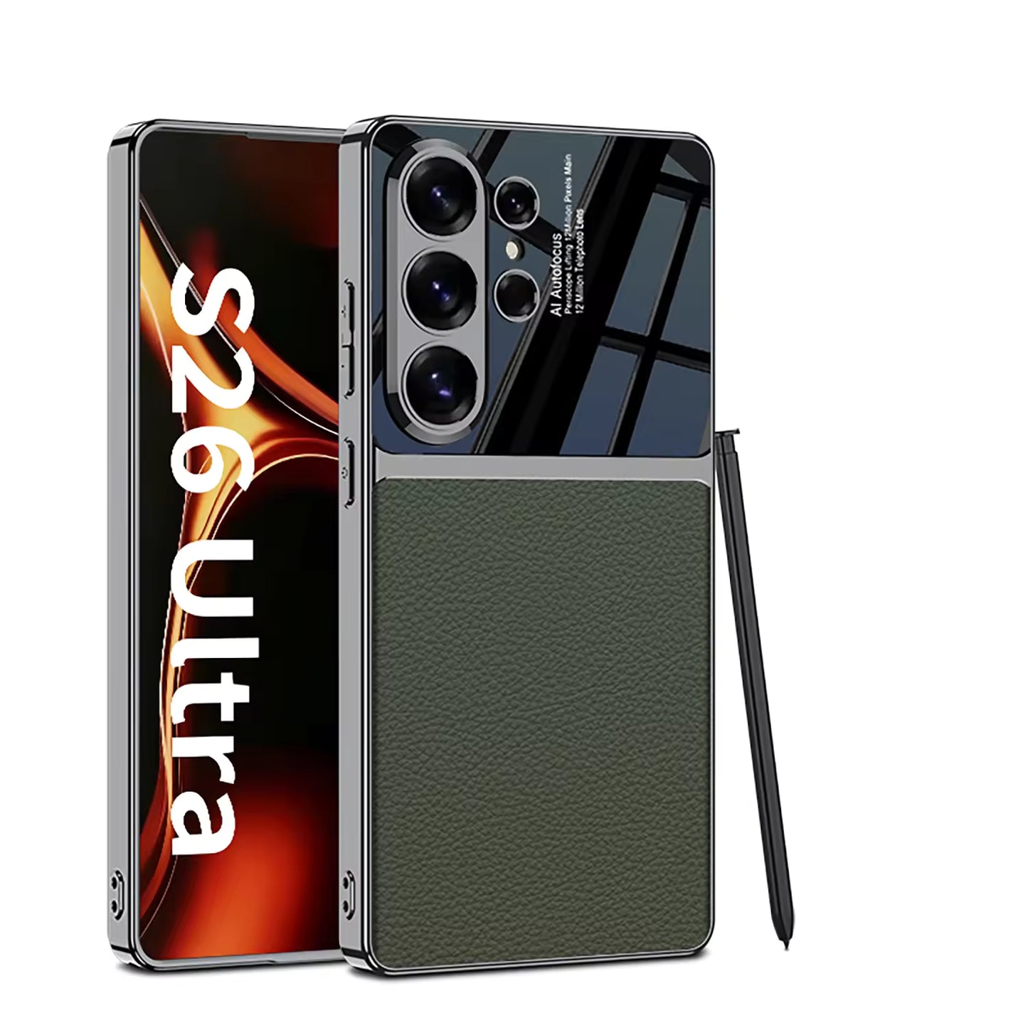 Luxury Leather & Glossy PC Protective Case for S26 Ultra