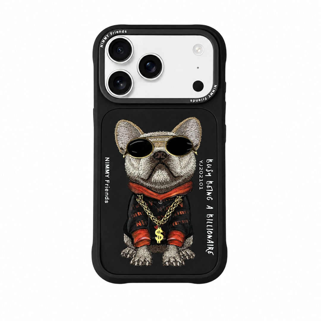 iPhone 17 Pro Max Nimmy Friends 3D French Bulldog MagSafe Case - Black