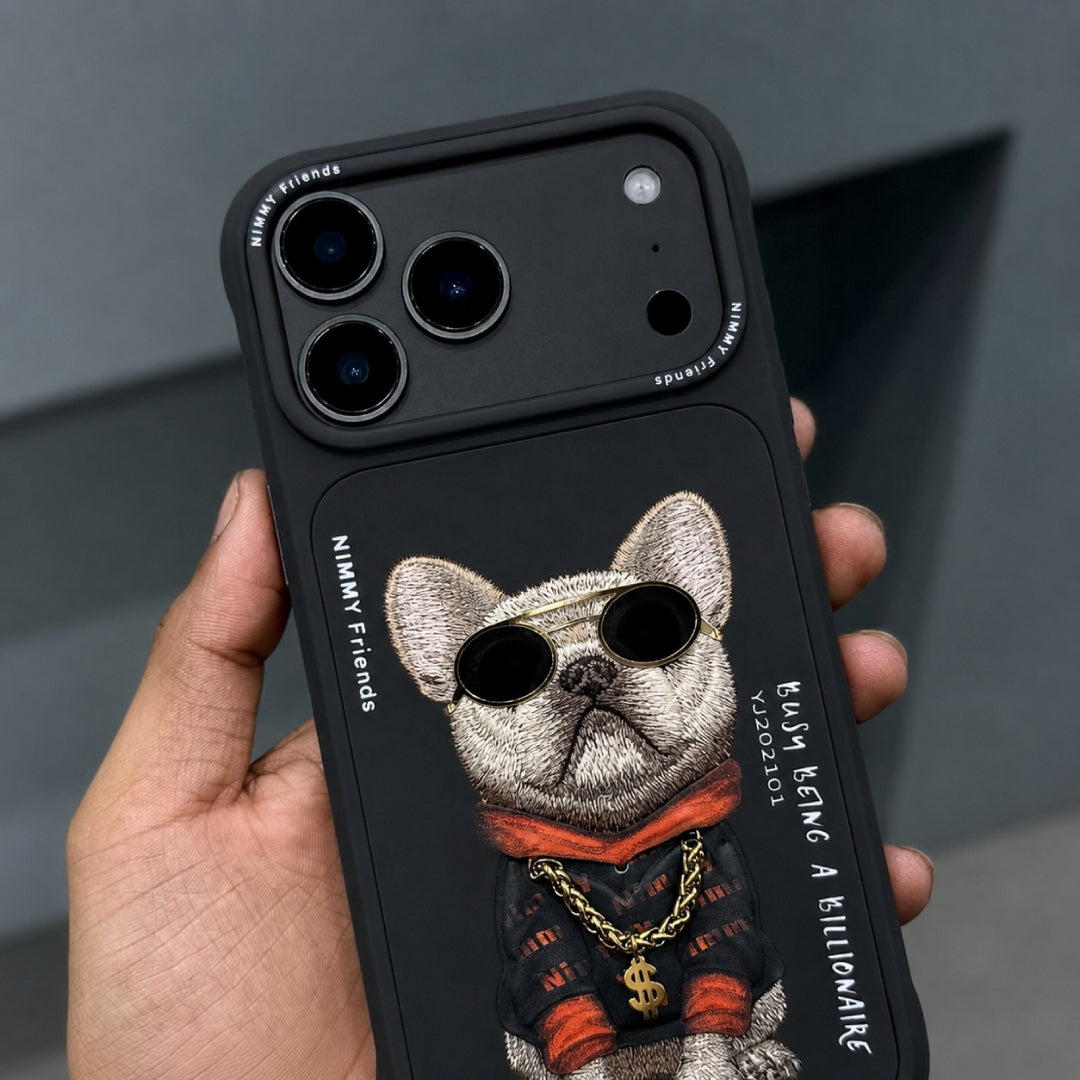 iPhone 17 Pro Max Nimmy Friends 3D French Bulldog MagSafe Case - Black