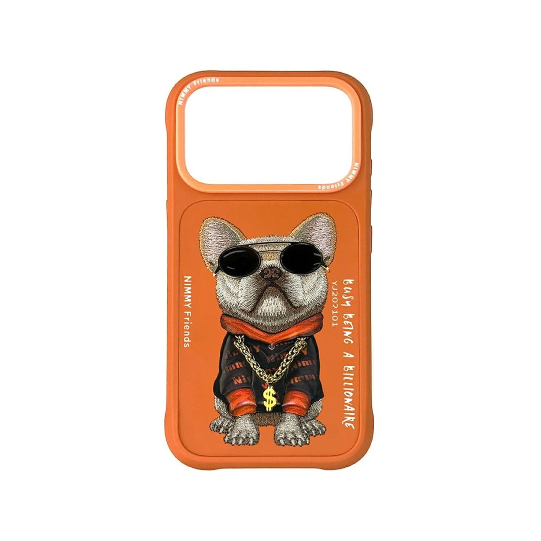iPhone 17 Pro Max Nimmy Friends 3D French Bulldog MagSafe Case - Orange