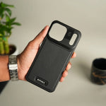 iPhone 17 Pro Max Premium Metallic AeroFlex Leather MagSafe Case - Black