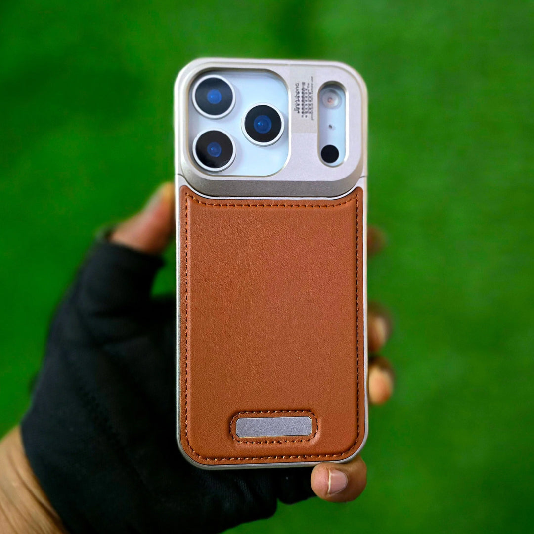 iPhone 17 Pro Max Premium Metallic AeroFlex Leather MagSafe Case - Brown