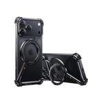 iPhone 17 Pro Max Z Metal MagSafe Case with 360° Ring Holder - Black