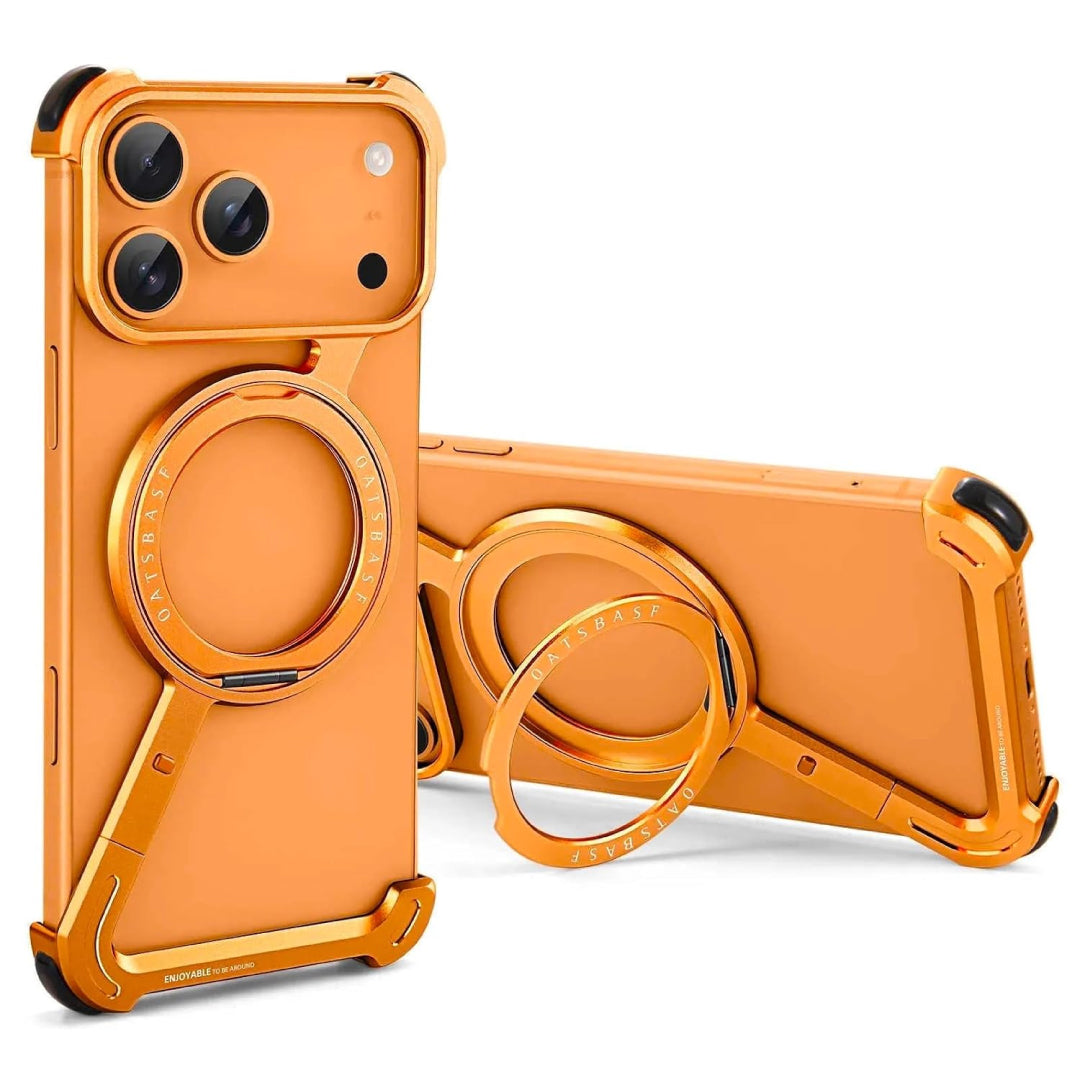 iPhone 17 Pro Max Z Metal MagSafe Case with 360° Ring Holder - Orange
