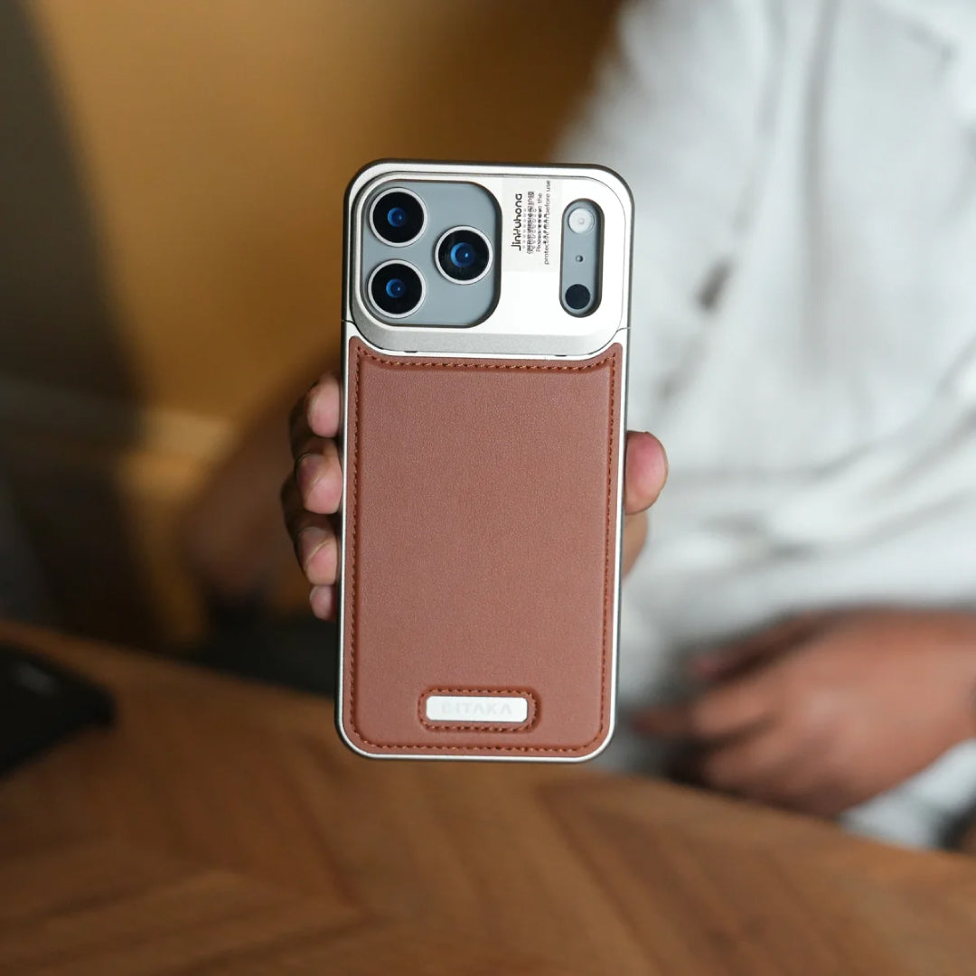 iPhone 17 Pro Premium Metallic AeroFlex Leather MagSafe Case - Brown