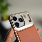 iPhone 17 Pro Premium Metallic AeroFlex Leather MagSafe Case - Brown