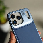 iPhone 17 Pro Max Premium Metallic AeroFlex Leather MagSafe Case - Blue