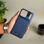 iPhone 17 Pro Premium Metallic AeroFlex Leather MagSafe Case - Blue