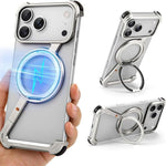 iPhone 17 Pro Z Metal MagSafe Case with 360° Ring Holder - Silver