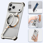 iPhone 17 Pro Z Metal MagSafe Case with 360° Ring Holder - Silver