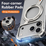iPhone 17 Pro Z Metal MagSafe Case with 360° Ring Holder - Silver