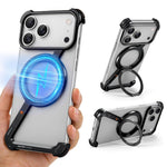 iPhone 17 Pro Z Metal MagSafe Case with 360° Ring Holder - Black