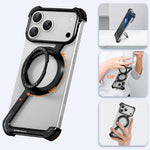 iPhone 17 Pro Z Metal MagSafe Case with 360° Ring Holder - Black
