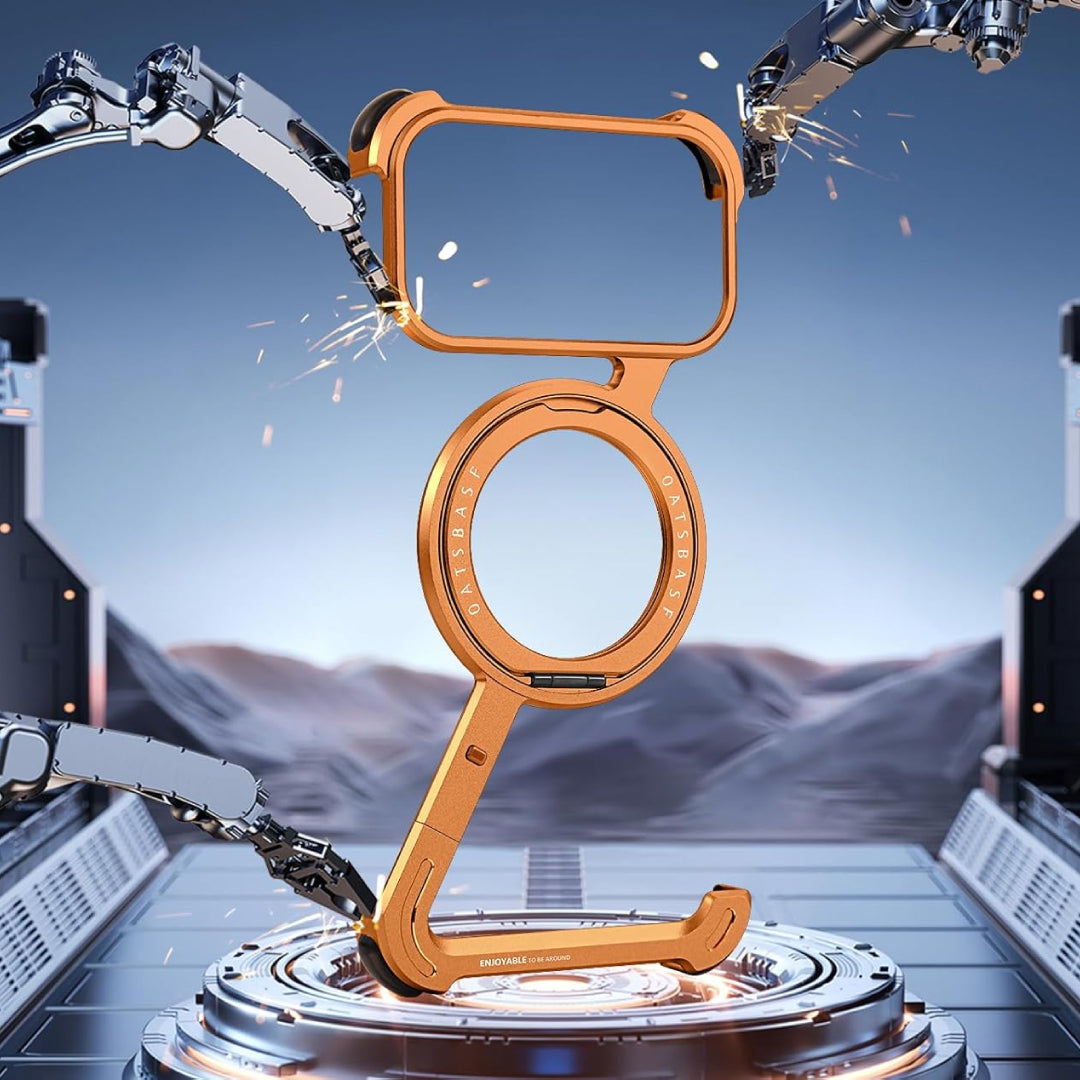 iPhone 17 Pro Z Metal MagSafe Case with 360° Ring Holder - Orange