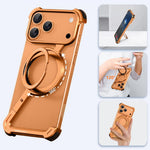 iPhone 17 Pro Z Metal MagSafe Case with 360° Ring Holder - Orange
