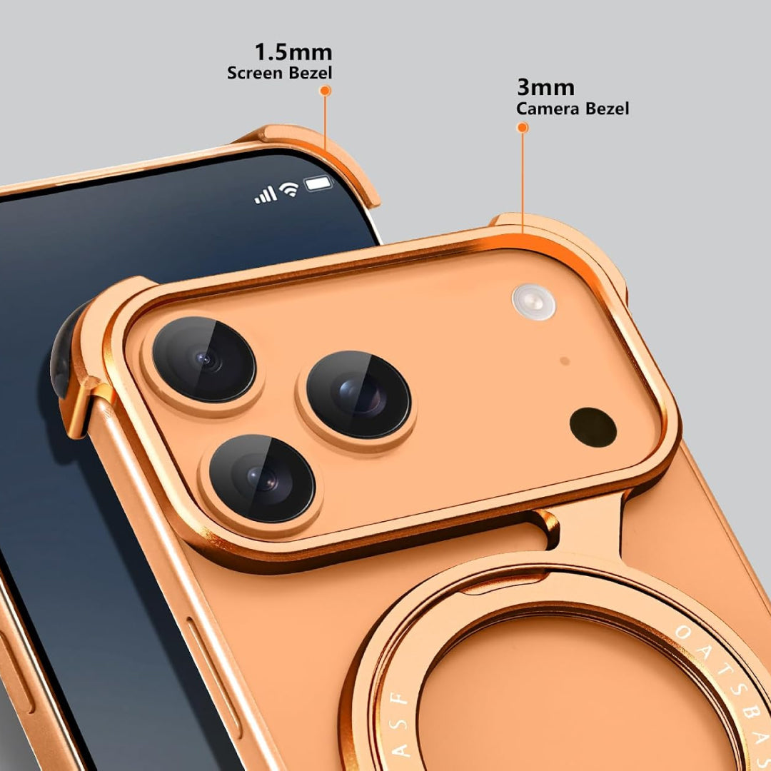 iPhone 17 Pro Z Metal MagSafe Case with 360° Ring Holder - Orange