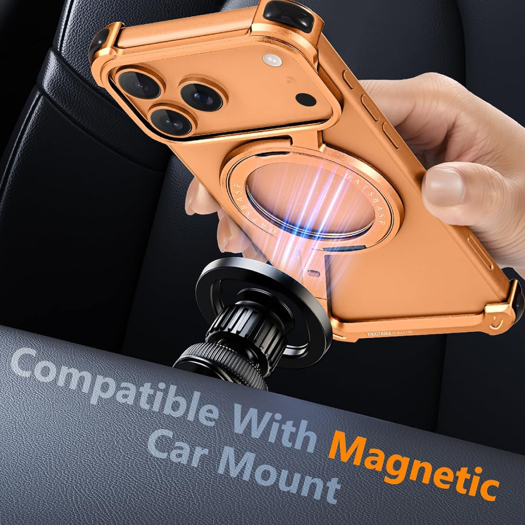 iPhone 17 Pro Z Metal MagSafe Case with 360° Ring Holder - Orange