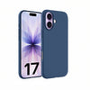 A matte dark blue protective phone case shown on a smartphone, with the back view on the right and the front view on the left against a plain white background.