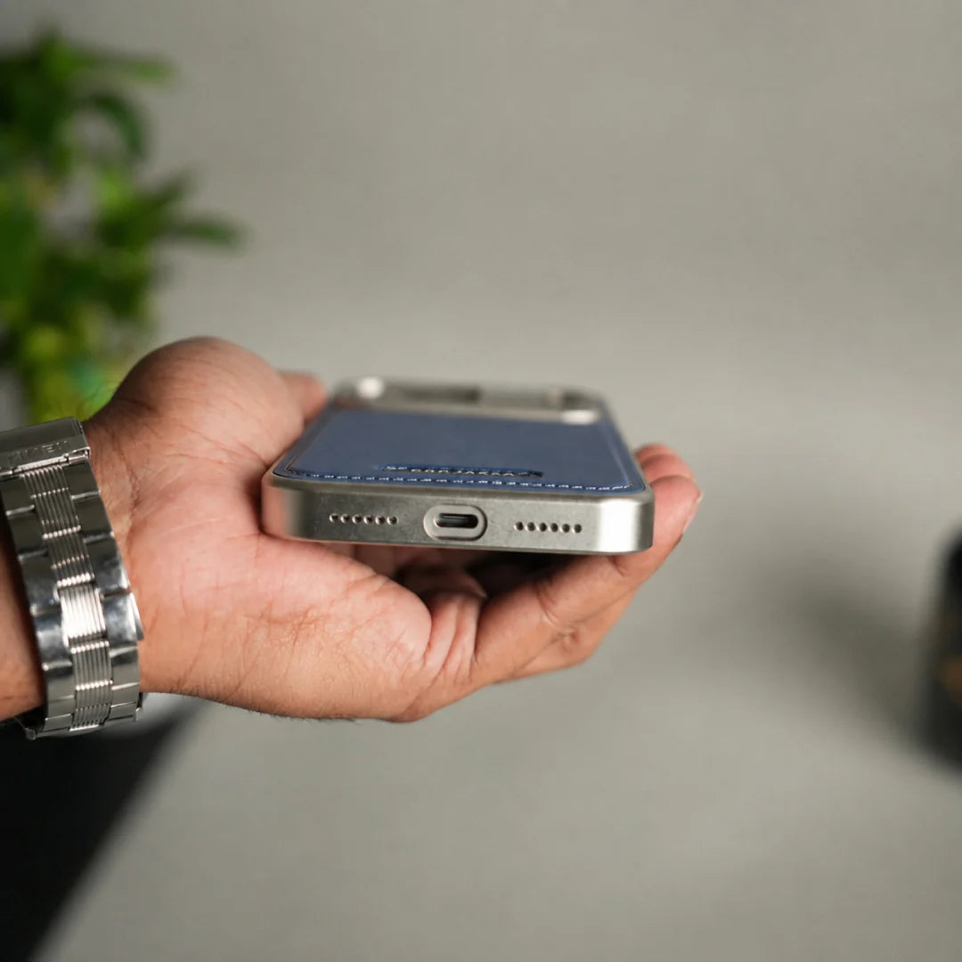 iPhone 17 Pro Max Premium Metallic AeroFlex Leather MagSafe Case - Blue